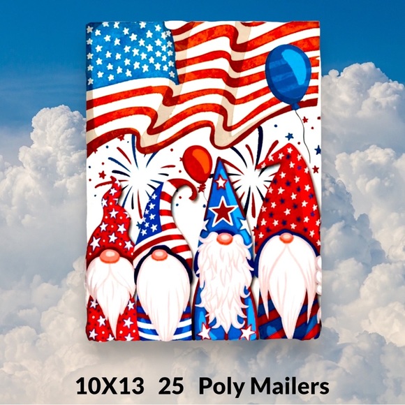 MAILERSNAMORE Other - ( Quantity 25 10x13 ) Flag Fireworks Gnomes Poly Mailer Bags Shipping Envelopes